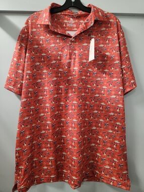 Condor Golf Polo Patriotic Red White & Blue AOP Mens XL New